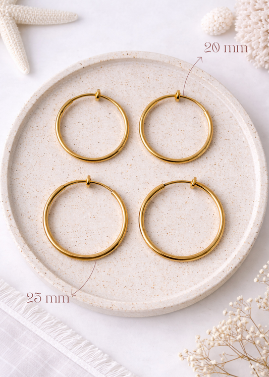 Créoles clips 20 mm (oreilles non percées)
