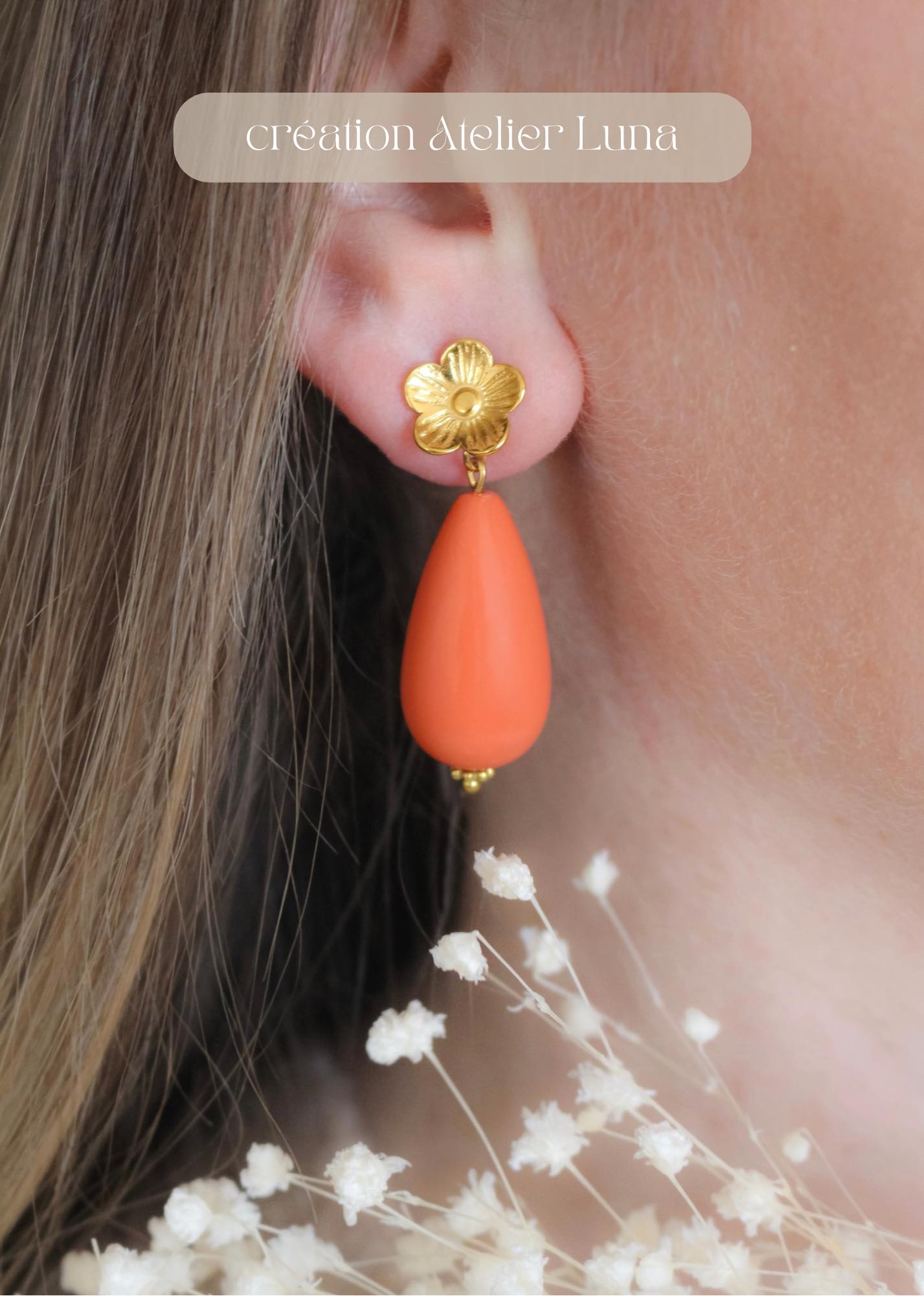 Boucles d'oreilles HORTENSE (corail)