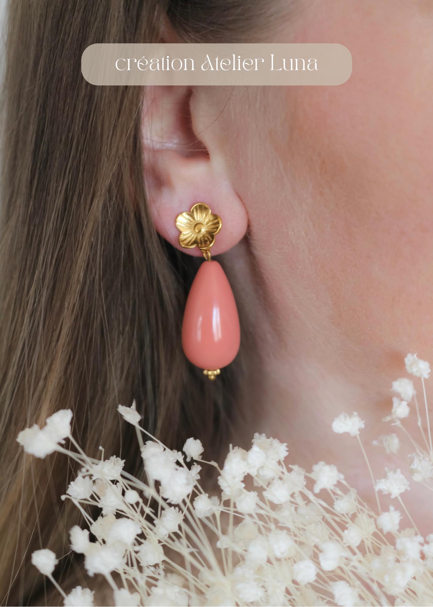Boucles d'oreilles HORTENSE (rose saumon)