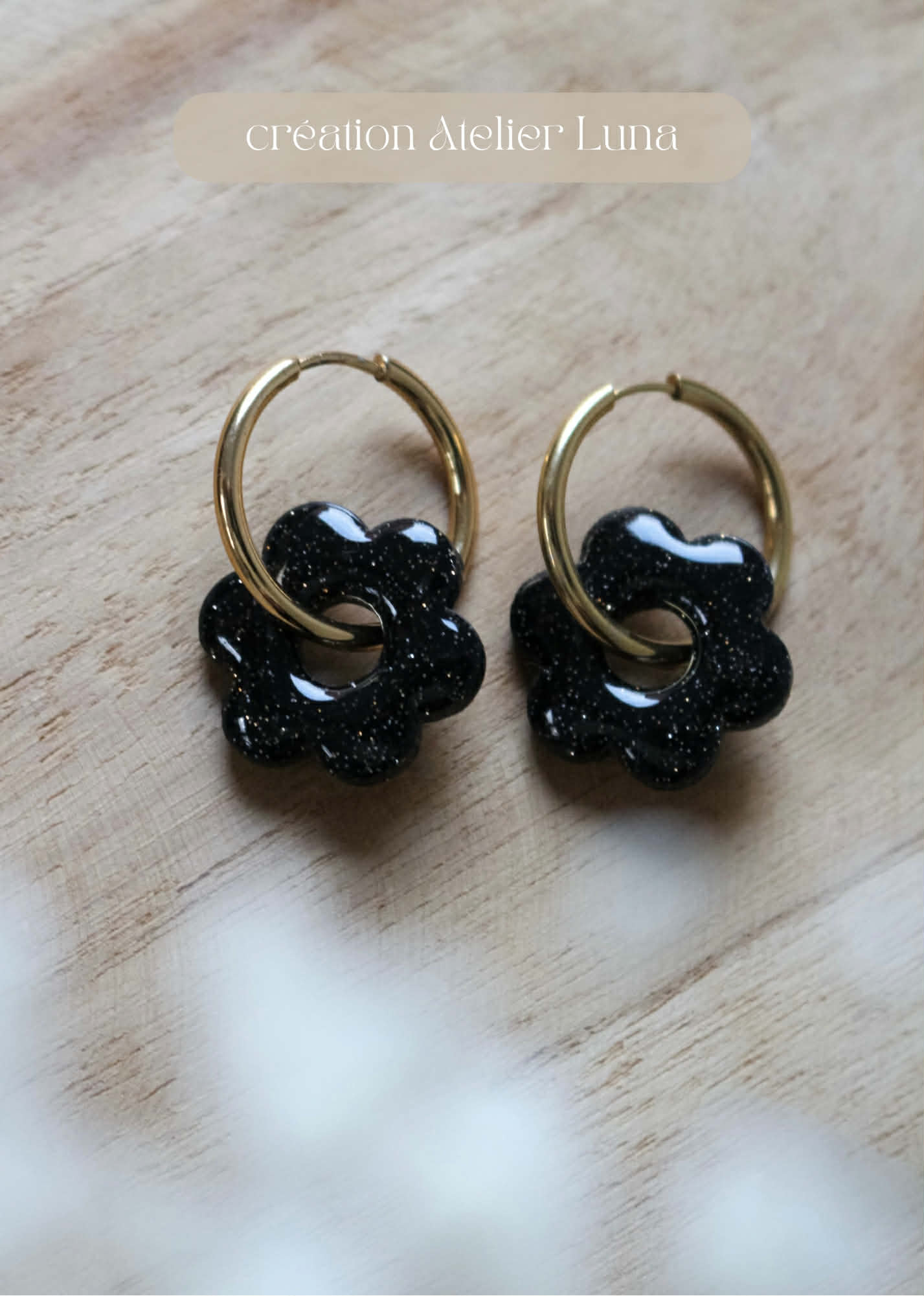 Pampilles ANÉMONE - noir brillant