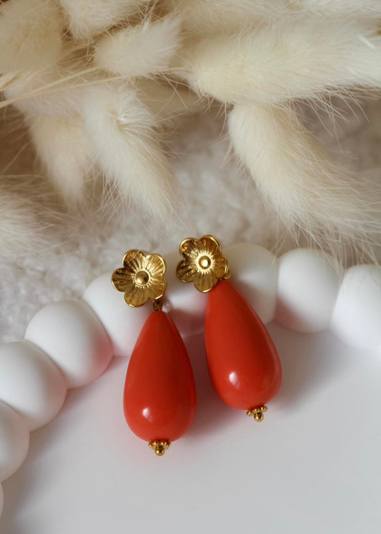 Boucles d'oreilles HORTENSE (corail)