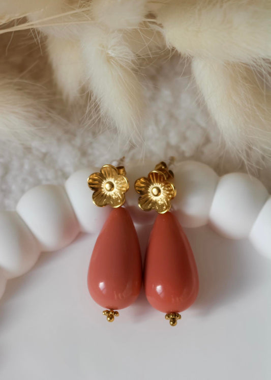 Boucles d'oreilles HORTENSE (rose saumon)