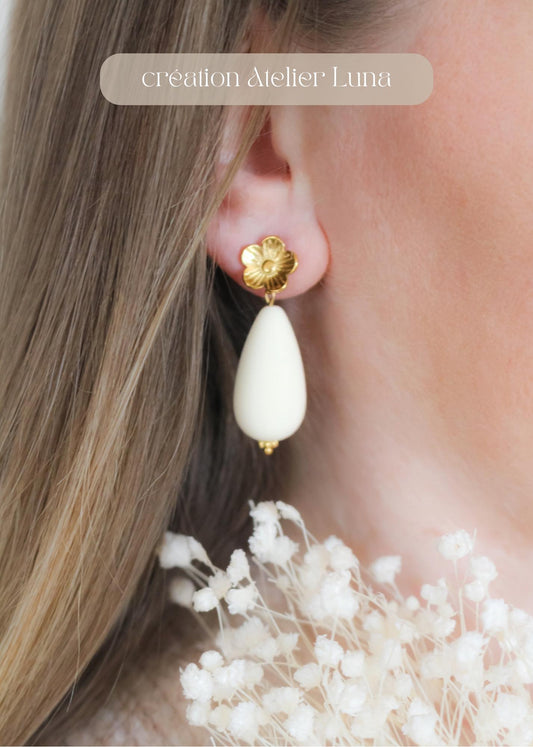 Boucles d'oreilles HORTENSE (écru)