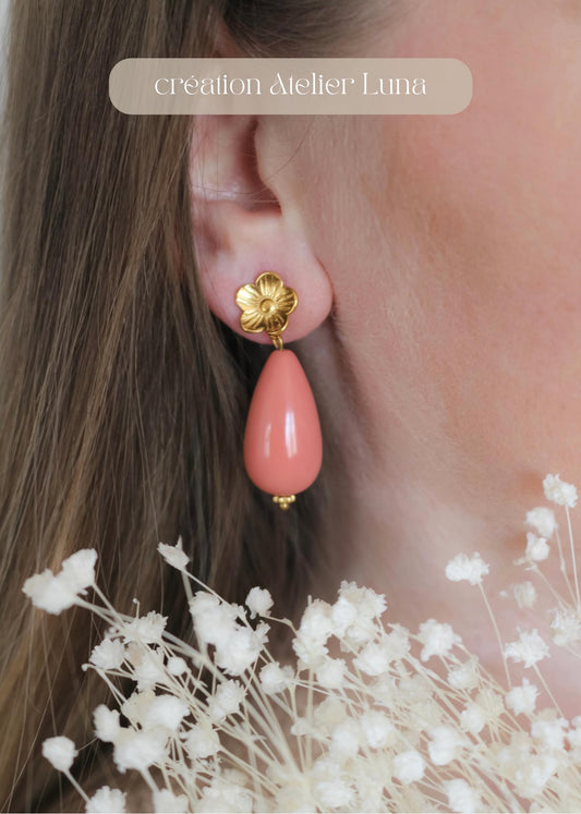Boucles d'oreilles HORTENSE (rose saumon)